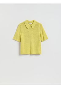 Reserved - Sweter z krótkim rękawem - zielony. Kolor: zielony. Materiał: dzianina. Długość rękawa: krótki rękaw. Długość: krótkie