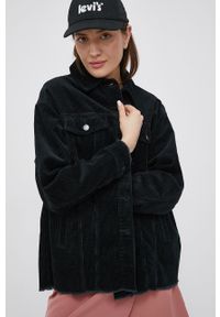 only - Only kurtka sztruksowa kolor czarny przejściowa oversize. Kolor: czarny. Materiał: sztruks #1