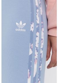 adidas Originals Legginsy damskie z nadrukiem. Kolor: niebieski. Materiał: bawełna. Wzór: nadruk #4
