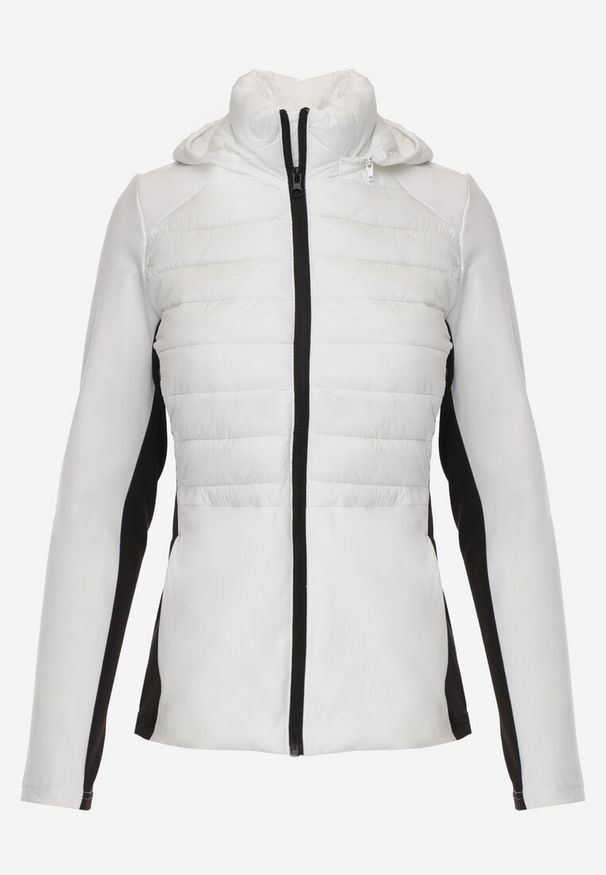 Renee - Biała Przejściowa Kurtka z Pikowaniem i Elastycznymi Rękawami Salisia. Okazja: na co dzień. Typ kołnierza: kaptur. Kolor: biały. Materiał: nylon. Styl: casual, sportowy