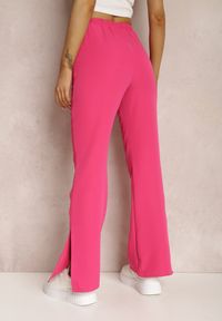 Renee - Fuksjowe Spodnie Dzwony Evissa. Kolor: różowy. Materiał: koronka. Długość: krótkie. Wzór: jednolity. Styl: elegancki