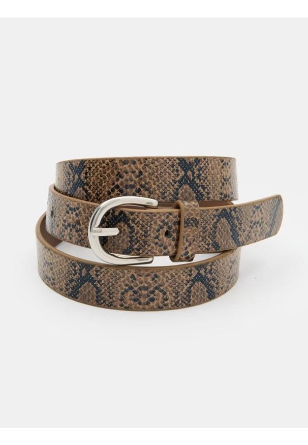 Sinsay - Pasek z imitacji wężowej skóry - wielobarwny. Materiał: skóra