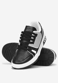 Born2be - Czarne Sneakersy Bexlie. Nosek buta: okrągły. Kolor: czarny. Materiał: skóra ekologiczna, materiał. Wzór: aplikacja #4