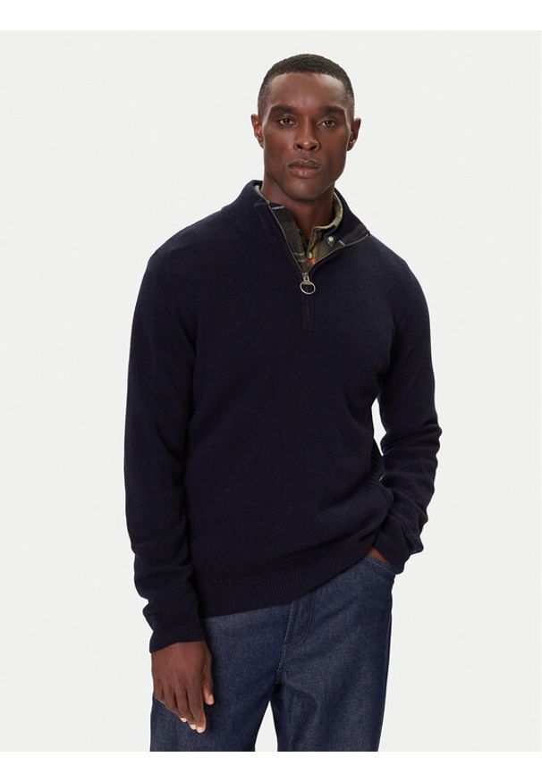 Barbour Sweter Holden MKN0837NY91 Granatowy Regular Fit. Kolor: niebieski. Materiał: wełna