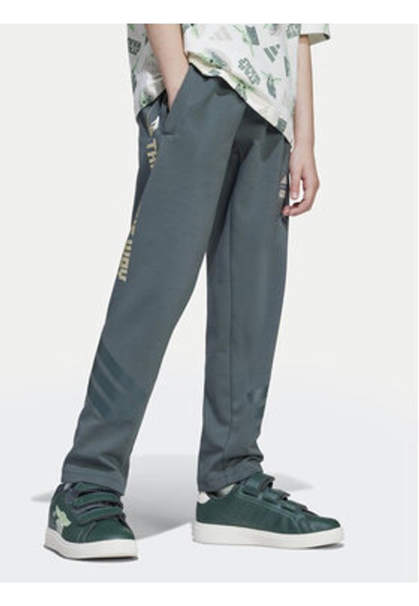 Adidas - adidas Spodnie dresowe Star Wars The Mandalorian™ JF3652 Zielony Regular Fit. Kolor: zielony. Materiał: bawełna. Wzór: motyw z bajki