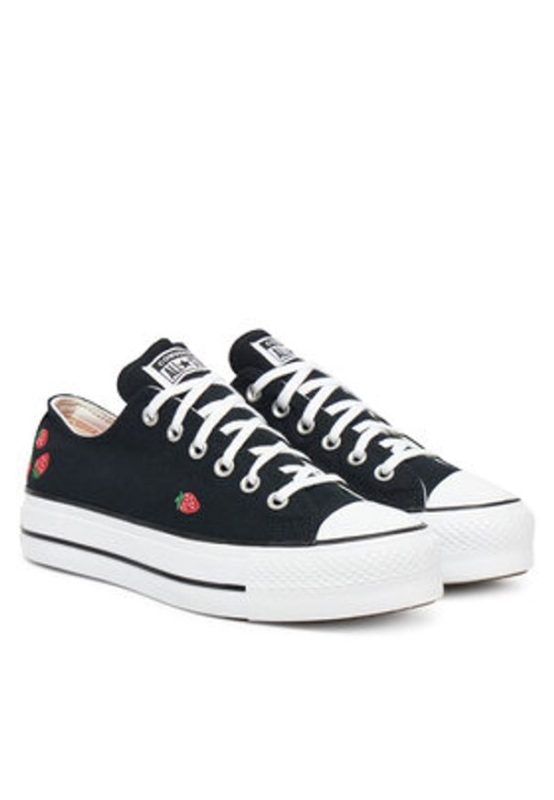 Converse Trampki Chuck Taylor All Star Lift Platform Embroidered Strawberries A14935C Czarny. Kolor: czarny. Materiał: materiał. Obcas: na platformie