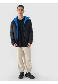 4f - 4F Kurtka puchowa dwustronna Primaloft Thermoplume męska - czarna S. Okazja: na co dzień. Typ kołnierza: kaptur. Kolor: czarny. Materiał: puch. Sezon: zima. Styl: casual, klasyczny, sportowy #2