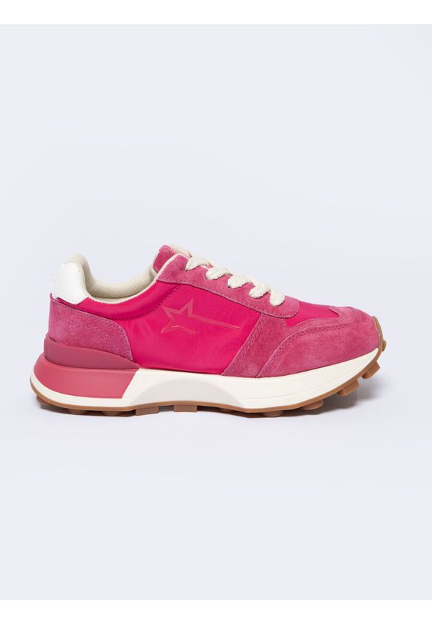Big-Star - Sneakersy damskie z zamszowymi wstawkami różowe NN274961 602. Okazja: na spacer. Kolor: różowy. Materiał: zamsz. Sport: turystyka piesza