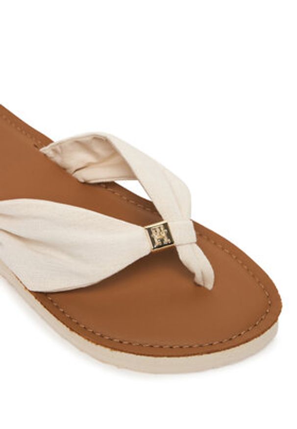 TOMMY HILFIGER - Tommy Hilfiger Japonki Th Ltr Footbed Summer Sandal FW0FW09194 Écru. Kolor: kremowy. Materiał: materiał
