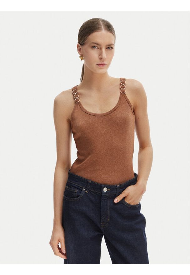 Morgan Top 251-DIDOA Miedziany Slim Fit. Kolor: brązowy. Materiał: wiskoza