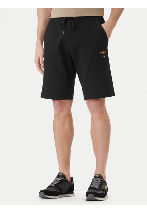 Aeronautica Militare Szorty sportowe 261BF0032UF00674 Czarny Regular Fit. Kolor: czarny. Materiał: bawełna. Styl: sportowy