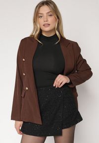 Born2be - Czarne Spódnico-Szorty z Wełną i Cekinami Fedara. Okazja: na co dzień. Kolor: czarny. Materiał: wełna. Styl: klasyczny, casual #7