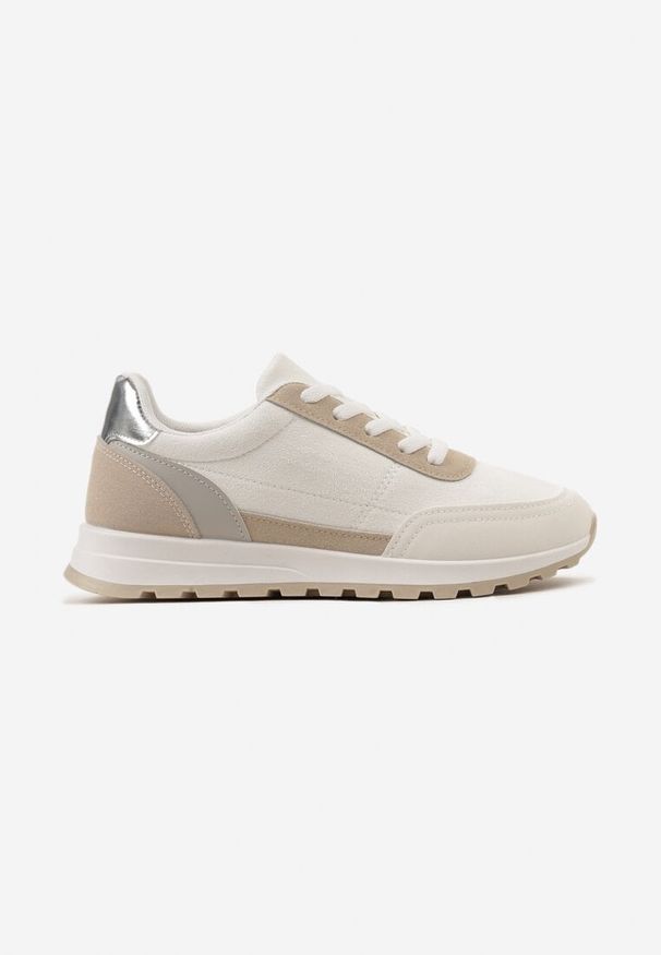 Born2be - Białe Sneakersy Sznurowane Egrania. Wysokość cholewki: przed kostkę. Kolor: biały. Materiał: materiał, zamsz. Szerokość cholewki: normalna. Obcas: na płaskiej podeszwie