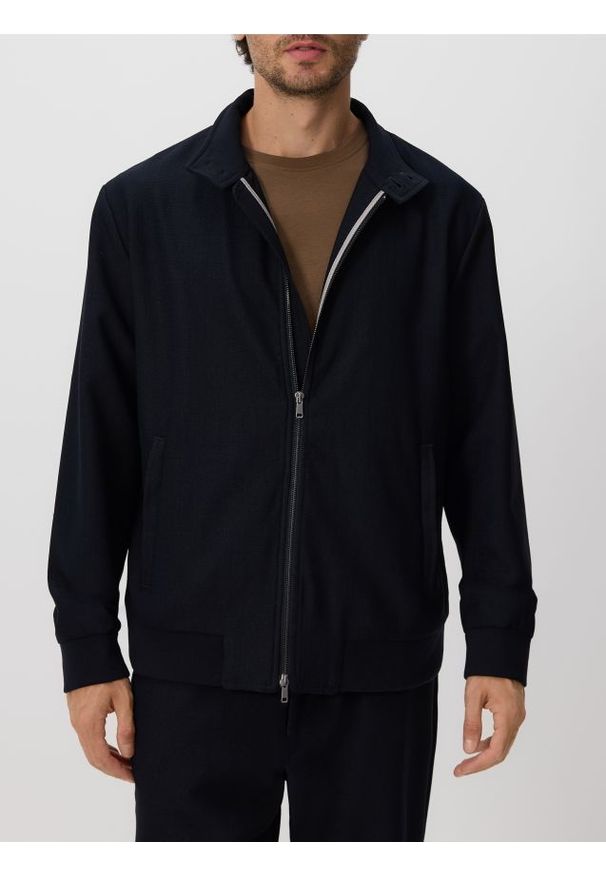 Reserved - Kurtka ze stójką - granatowy. Kolor: niebieski. Materiał: tkanina. Wzór: gładki