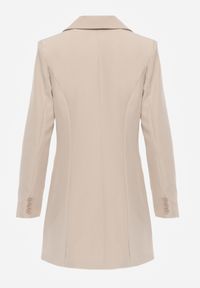 Renee - Ciemnobeżowa Sukienka w Stylu Marynarki z Usztywnionymi Ramionami Ozdobiona Kwiatami 3D Nelorien. Okazja: na co dzień. Kolor: beżowy. Wzór: aplikacja, kwiaty. Styl: elegancki, casual #8