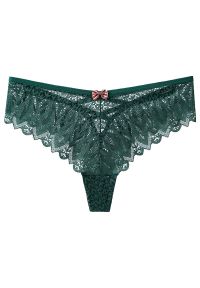 Intica - Figi koronkowe z kokardką na specjalne okazje Wita. Kolor: zielony. Materiał: koronka. Wzór: ażurowy, koronka
