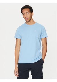 Tommy Jeans T-Shirt DM0DM04411 Niebieski Slim Fit. Kolor: niebieski. Materiał: bawełna
