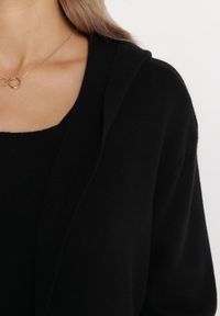 Born2be - Czarny 2-częściowy Komplet Dzianinowy z Sukienką i Długim Kardiganem z Kapturem Agissia. Kolor: czarny. Materiał: dzianina #5