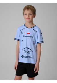 4f - 4F Koszulka meczowa replika domowa z sezonu 2025/26 dziecięca 4F x Projekt Warszawa - niebieska 122/128 (6-8 lat). Okazja: do domu. Kolor: niebieski. Materiał: dzianina, materiał. Wzór: nadruk. Sezon: lato. Styl: młodzieżowy, casual, sportowy #1