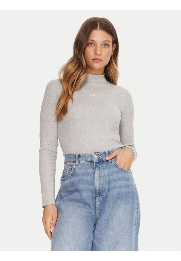 Guess Jeans Golf W5BP23 KA0H1 Szary Slim Fit. Typ kołnierza: golf. Kolor: szary. Materiał: bawełna