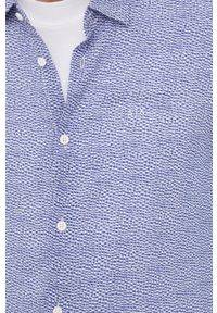 Armani Exchange koszula męska kolor granatowy regular z kołnierzykiem klasycznym. Typ kołnierza: kołnierzyk klasyczny. Kolor: niebieski. Materiał: tkanina. Długość rękawa: długi rękaw. Długość: długie. Styl: klasyczny