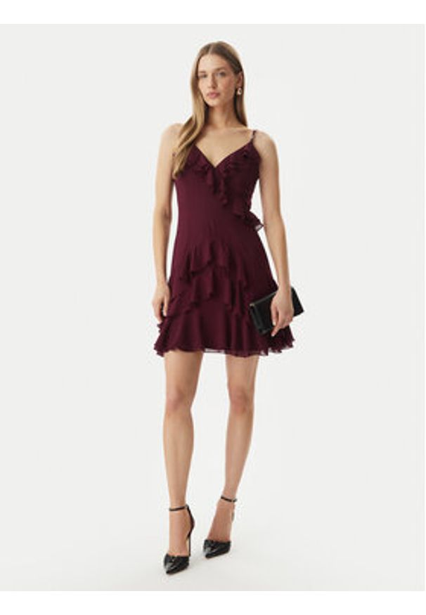 Morgan Sukienka koktajlowa 261-RDADOU Bordowy Regular Fit. Kolor: czerwony. Materiał: syntetyk. Styl: wizytowy