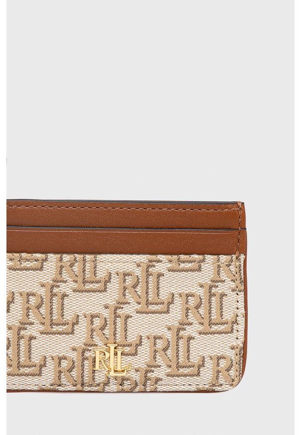 Lauren Ralph Lauren etui na karty damski kolor brązowy. Kolor: brązowy. Materiał: materiał