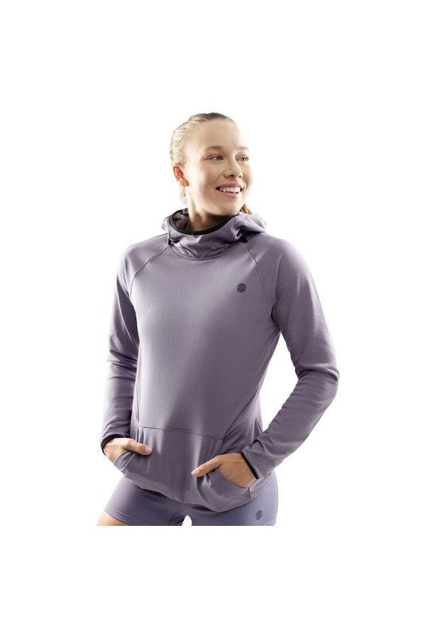 SIROKO - Damska bluza treningowa z kapturem Fitness Siroko Synergy. Typ kołnierza: kaptur. Kolor: fioletowy. Materiał: materiał. Sport: fitness