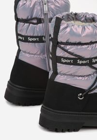 Born2be - Fioletowe Pikowane Śniegowce z Oryginalnym Wiązaniem Zetilde. Okazja: na spacer, na uczelnię, na co dzień. Kolor: fioletowy. Materiał: dresówka. Styl: elegancki, casual, sportowy #4