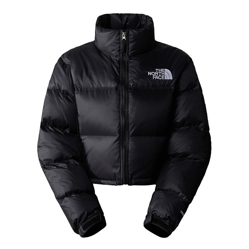 Czarna kurtka The North Face z aplikacjami, krótka