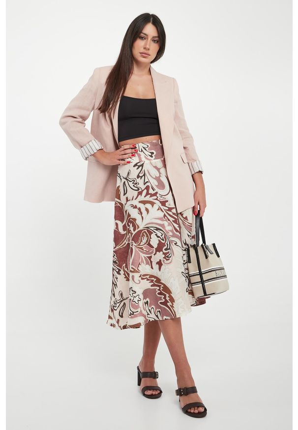 Marella Sport - Spódnica lniana ze wzorem MLSOSPITE MARELLA SPORT. Materiał: len. Styl: sportowy