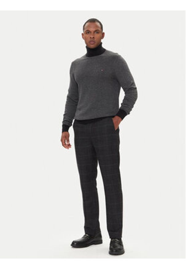 TOMMY HILFIGER - Tommy Hilfiger Golf MW0MW40446 Szary Regular Fit. Typ kołnierza: golf. Kolor: szary. Materiał: bawełna