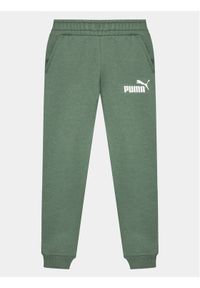 Puma Spodnie dresowe Ess Logo 586973 Zielony Regular Fit. Kolor: zielony. Materiał: bawełna