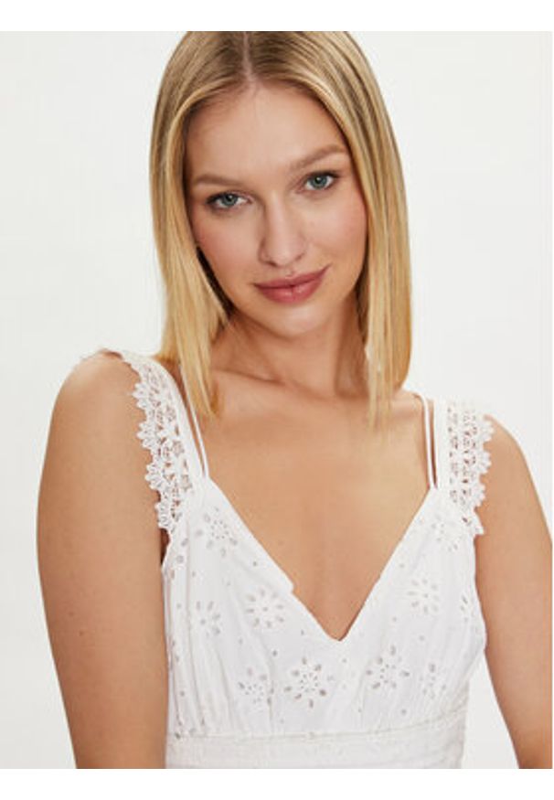 Guess Sukienka letnia Sl Palma Long W4GK46 WG571 Biały Regular Fit. Kolor: biały. Materiał: bawełna. Sezon: lato
