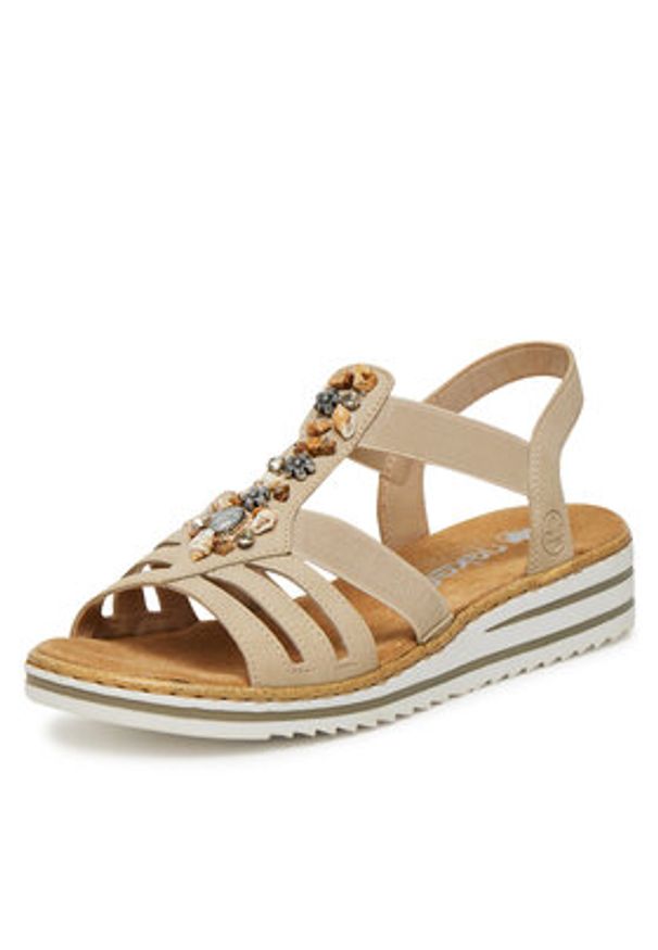 Rieker Sandały V0649-62 Beżowy. Kolor: beżowy. Materiał: syntetyk