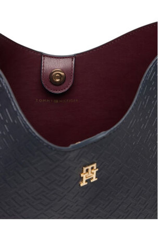 TOMMY HILFIGER - Tommy Hilfiger Torebka Th Icon Shoulder Bag Mono AW0AW18141 Granatowy. Kolor: niebieski. Materiał: skórzane