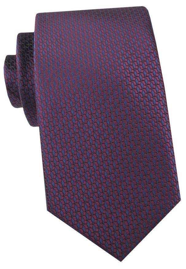 Krawat Męski - Angelo di Monti - Bordo z Granatem, Mikrowzór. Kolor: czerwony. Materiał: tkanina. Styl: elegancki, wizytowy