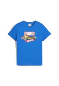 Puma - Dziecięca koszulka PUMA × HOT WHEELS™ z grafiką PUMA Team Royal Blue. Kolor: niebieski. Wzór: nadruk, napisy. Sport: joga i pilates