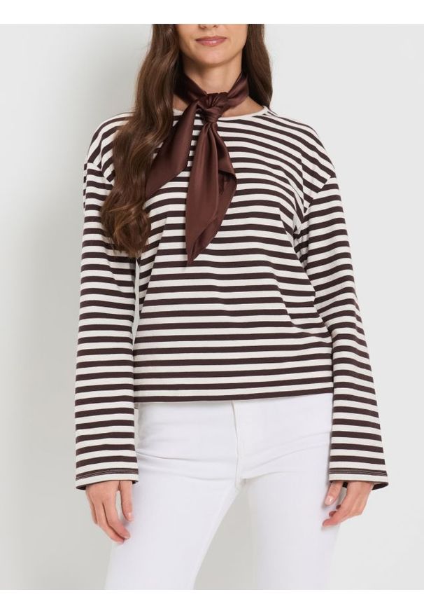 Sinsay - Bawełniana koszulka z długim rękawem basic - wielobarwny. Materiał: bawełna. Długość rękawa: długi rękaw. Długość: długie