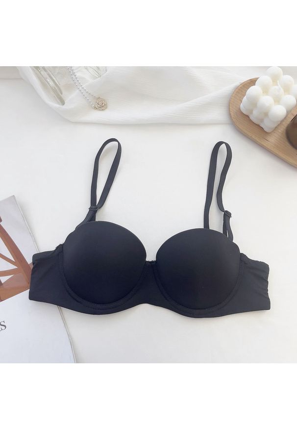 Intica - Biustonosz balkonetka push-up z regulowanymi ramiączkami Arnetta. Kolor: czarny. Rodzaj stanika: push-up