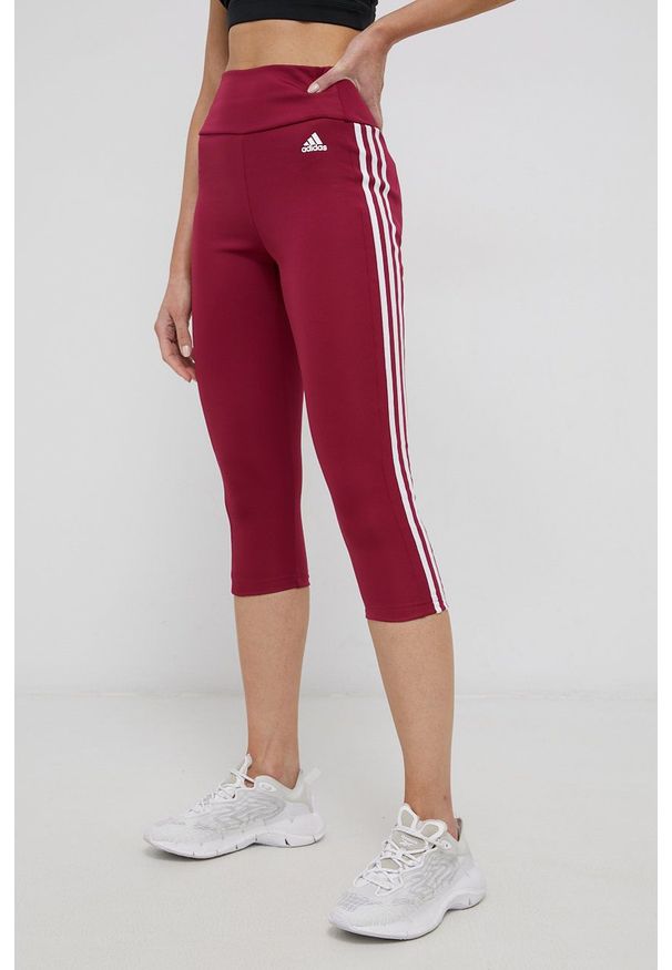 Adidas - adidas legginsy treningowe HD6760 damskie kolor fioletowy gładkie. Kolor: fioletowy. Materiał: skóra, materiał. Wzór: gładki. Sport: fitness