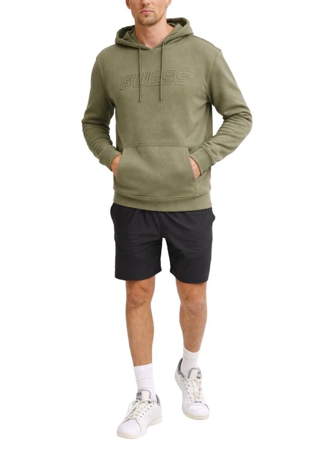 Guess - GUESS Zielona męska bluza z kapturem Aldwin, Rozmiar XXL. Typ kołnierza: kaptur. Kolor: zielony