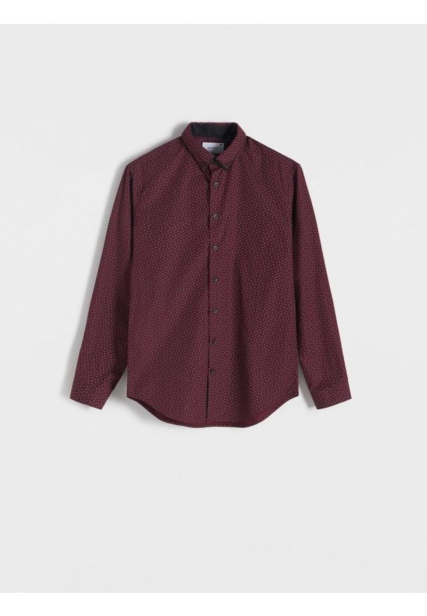 Reserved - Wzorzysta koszula slim fit - kasztanowy. Kolor: brązowy. Materiał: tkanina, bawełna