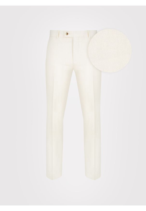 Pako Lorente - PAKO LORENTE - Beżowe spodnie ganiturowe z lnem. Kolor: beżowy. Materiał: len. Wzór: gładki. Sezon: wiosna, lato