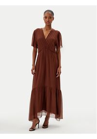 Haveone Sukienka letnia AFF-N006 Brązowy Loose Fit. Kolor: brązowy. Materiał: wiskoza. Sezon: lato