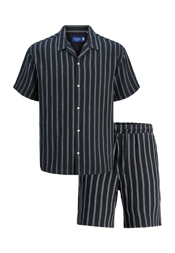 Jack & Jones - Jack&Jones Komplet koszula i szorty materiałowe Easter 12281255 Granatowy Relaxed Fit. Kolor: niebieski. Materiał: bawełna
