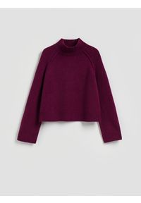 Reserved - Wełniany sweter z golfem - burgundowy. Typ kołnierza: golf. Kolor: czerwony. Materiał: wełna #1