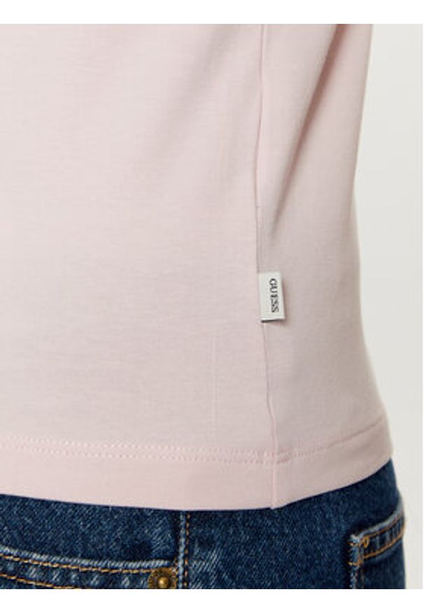 Guess Jeans T-Shirt W5RI52 J1314 Różowy Regular Fit. Kolor: różowy. Materiał: bawełna