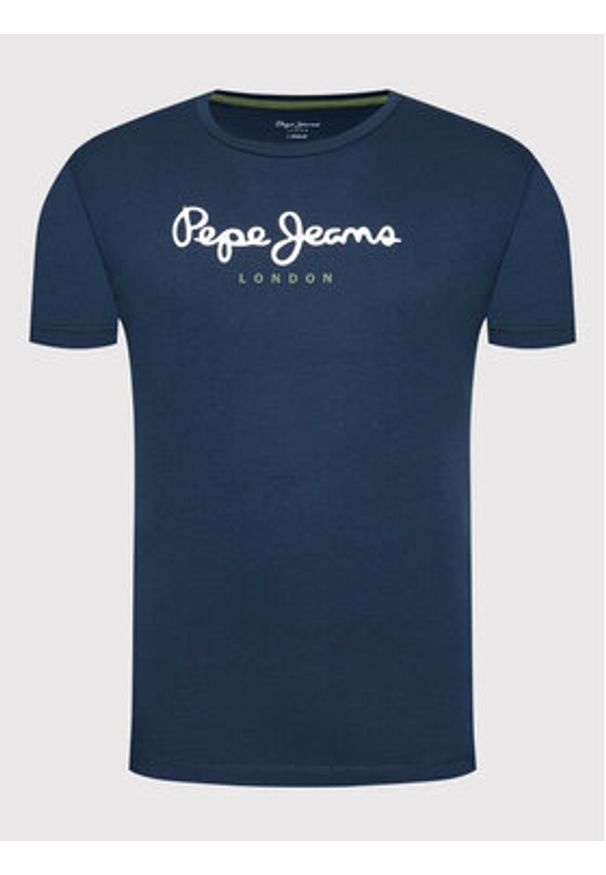 Pepe Jeans T-Shirt Eggo PM508208 Granatowy Regular Fit. Kolor: niebieski. Materiał: bawełna