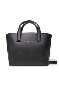 TOMMY HILFIGER - Tommy Hilfiger Torebka Th Logotape Mini Tote AW0AW17448 Czarny. Kolor: czarny. Materiał: skórzane